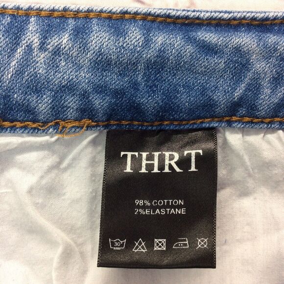 THRT Denim Jeans Hazard Warning Men's Sz 42 Grunge Orange Streetwear Distressed - Picture 7 of 13